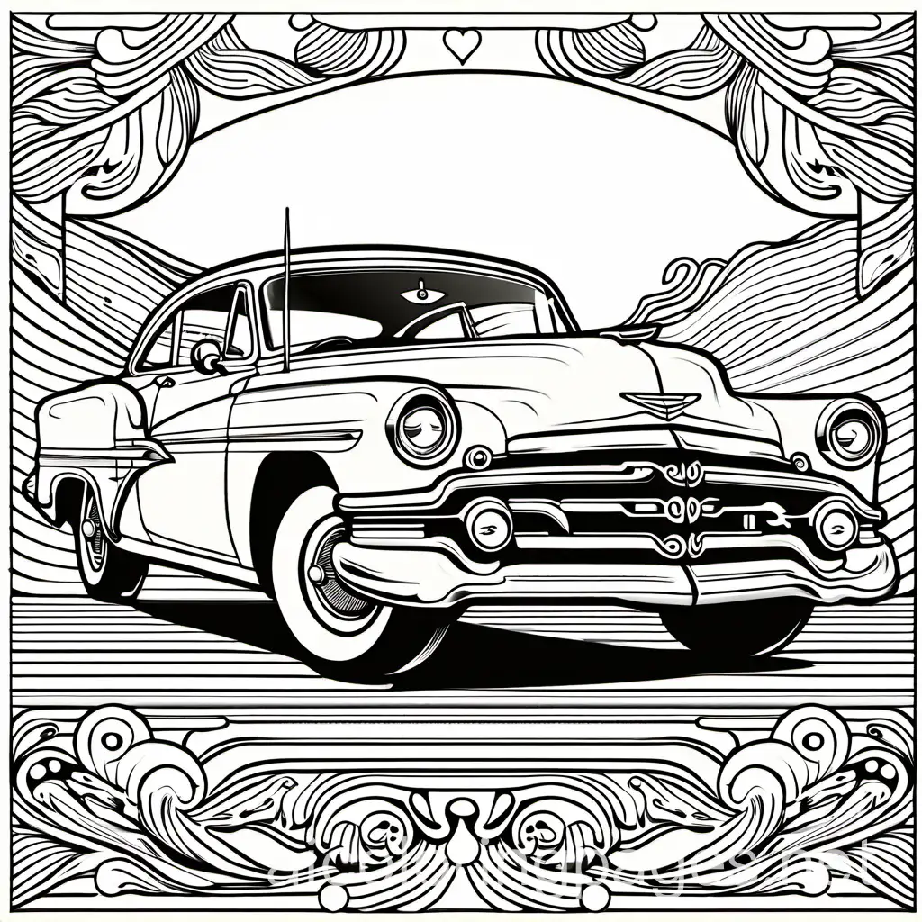 carro voador, Coloring Page, black and white, line art, white background, Simplicity, Ample White Space