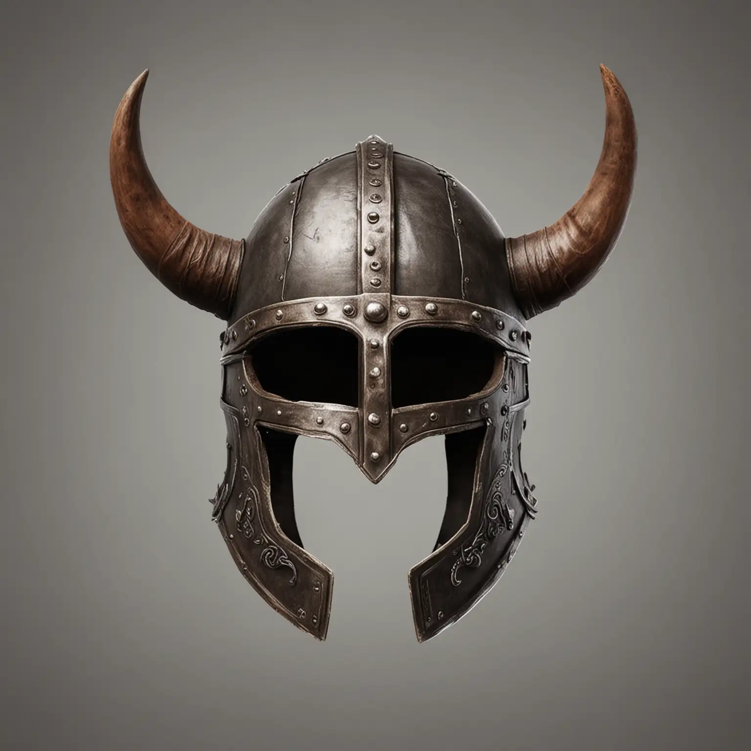 Realistic Viking Helmet with Horns Isolated and Empty