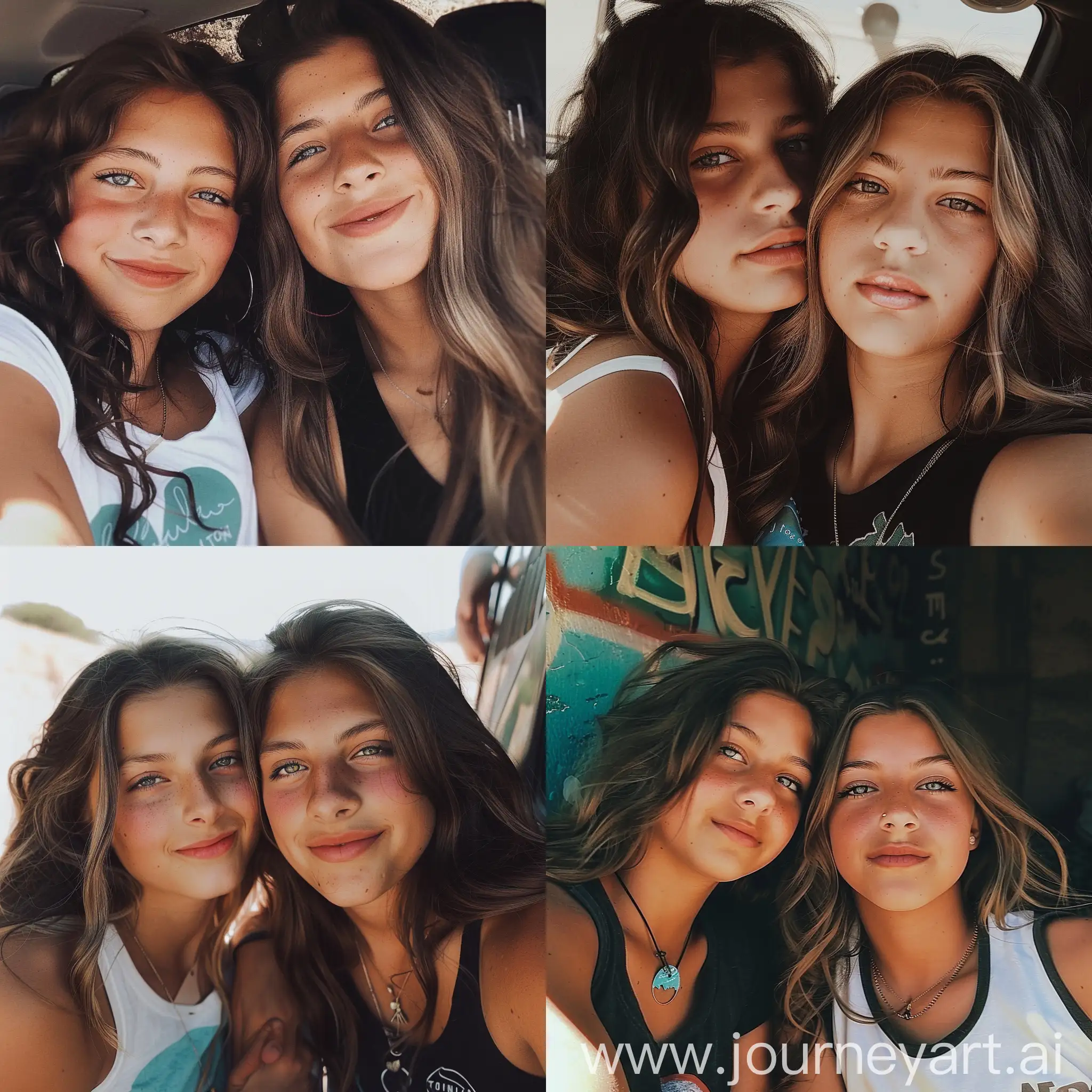 Aesthetic Instagram selfie of two girls, VSCO style