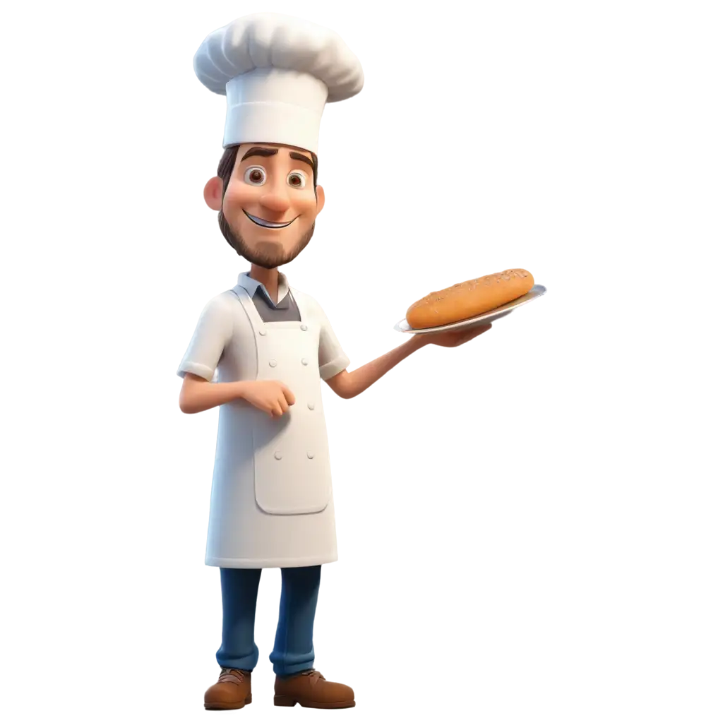 Cartoon male baker with white hat