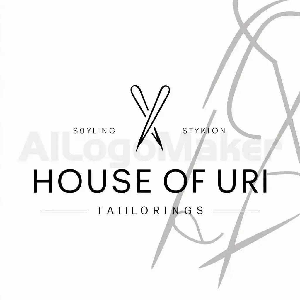 a logo design,with the text "House of Uri", main symbol:Stiches
,Minimalistic,be used in Tailoring industry,clear background