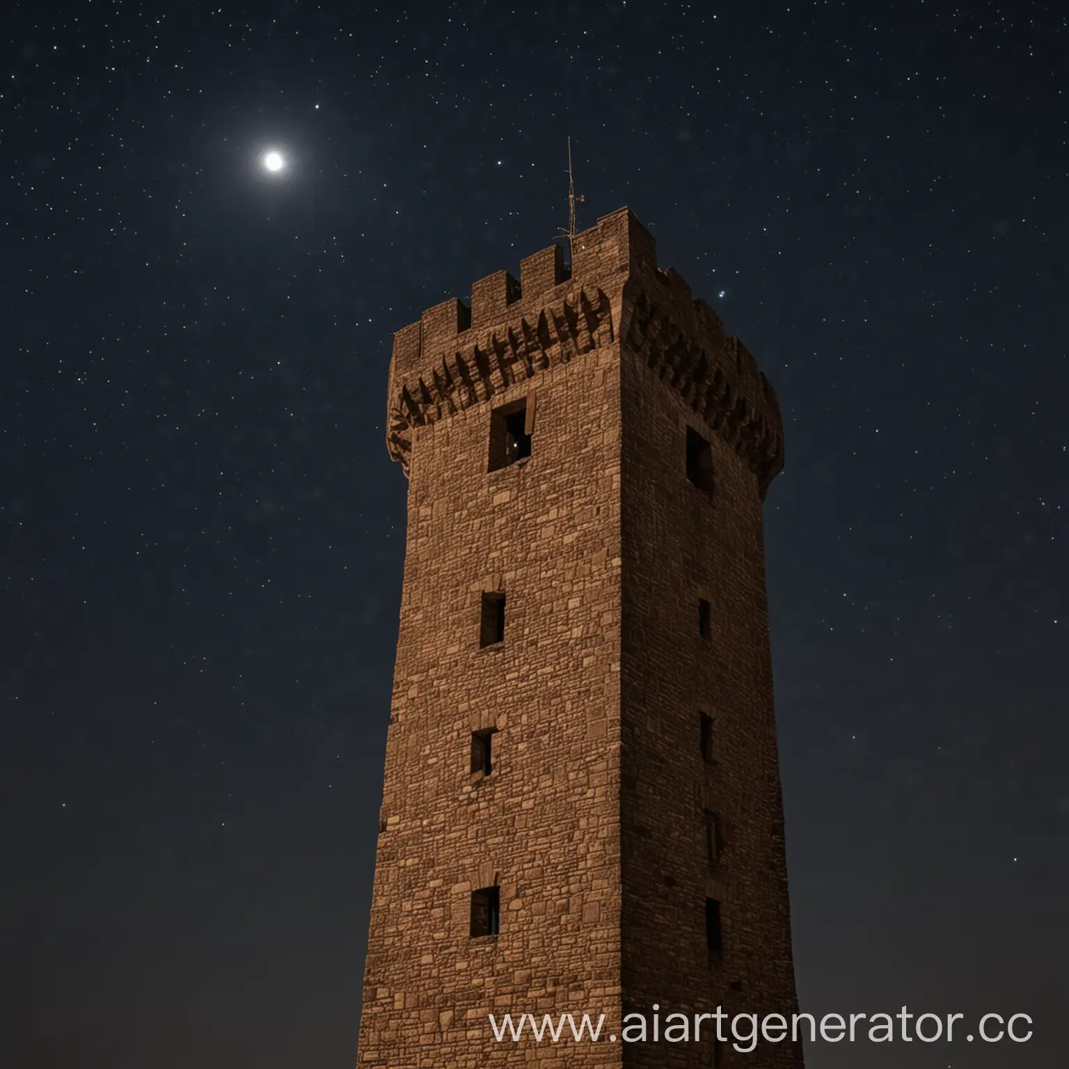 Majestic-Tower-Silhouetted-Against-the-Starry-Night-Sky