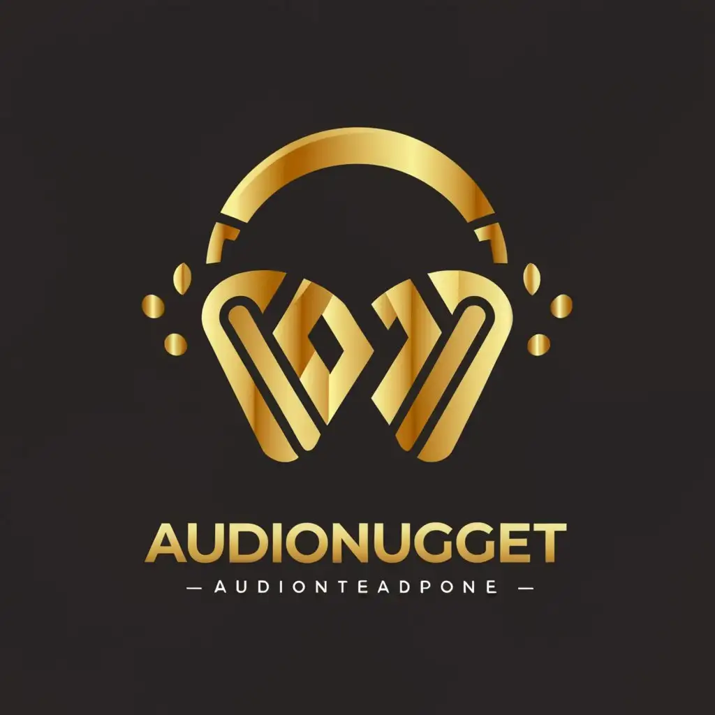 LOGO-Design-For-Audio-Nugget-Golden-Nugget-Headphones-in-a-Minimalistic-Style