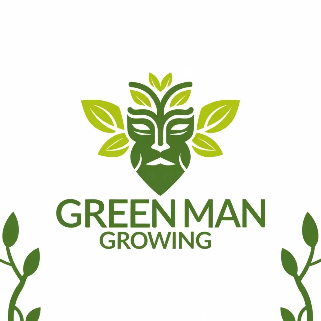 a logo design,with the text "Green Man Growing  ", main symbol:Green Man face,Moderate,clear background