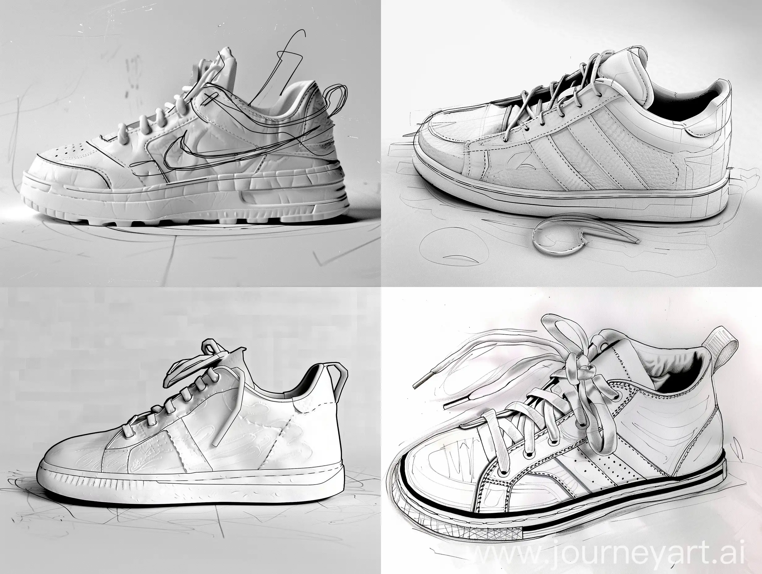 Realistic-White-Sneaker-on-a-Journey-Art-AI-Platform