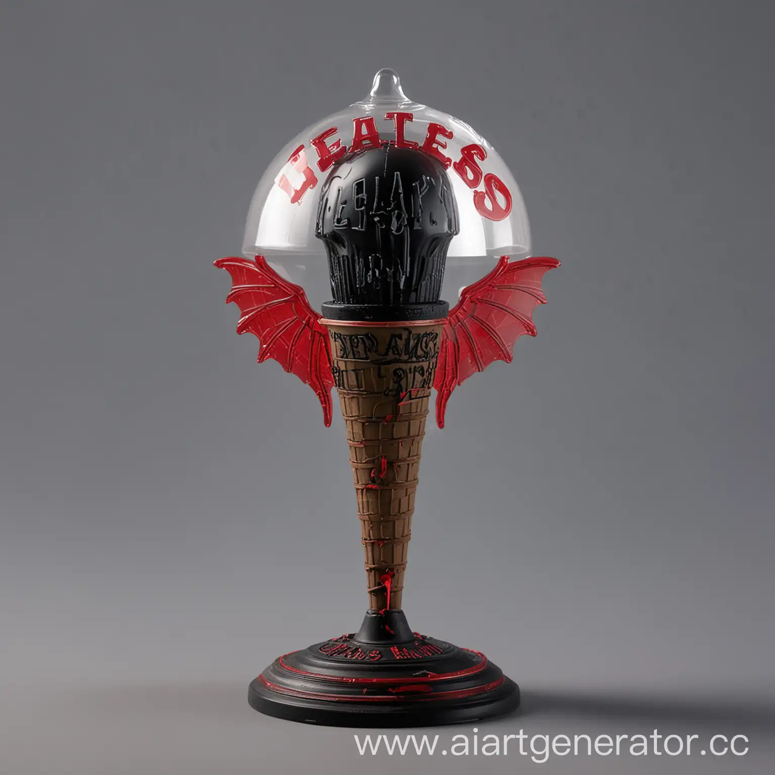 Heartless-Demon-Ear-Idol-Sculpture-Black-Laystick-with-Red-Lines-and-Glowing-Dome