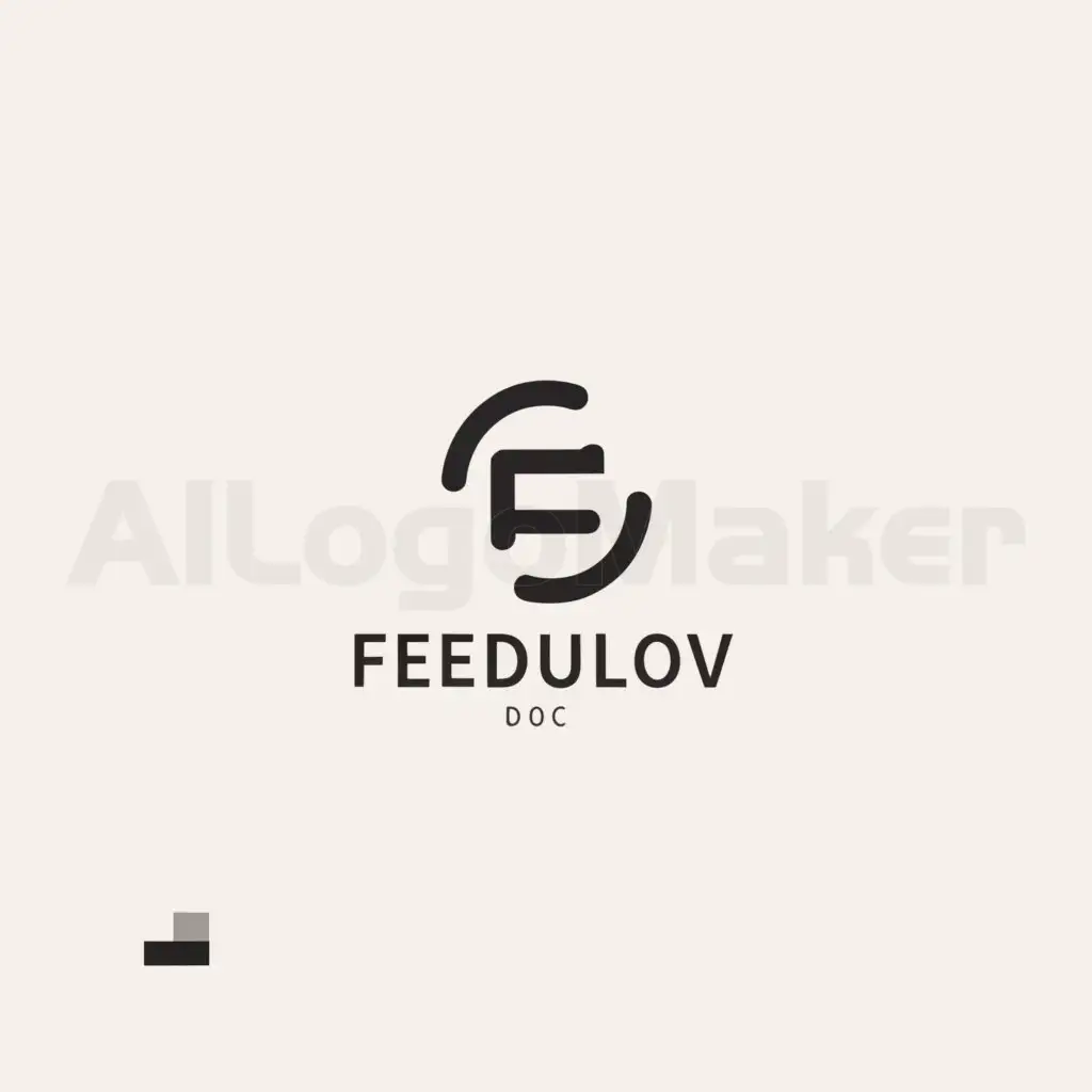 a logo design,with the text "FEDULOV DOC", main symbol:F in the circle,Minimalistic,clear background