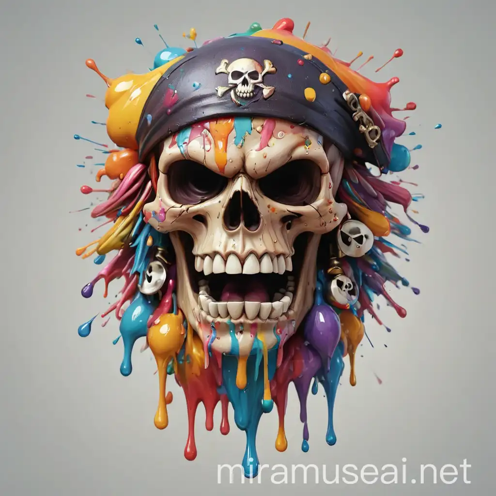 Vibrant Angry Pirate Skull in Clear Background
