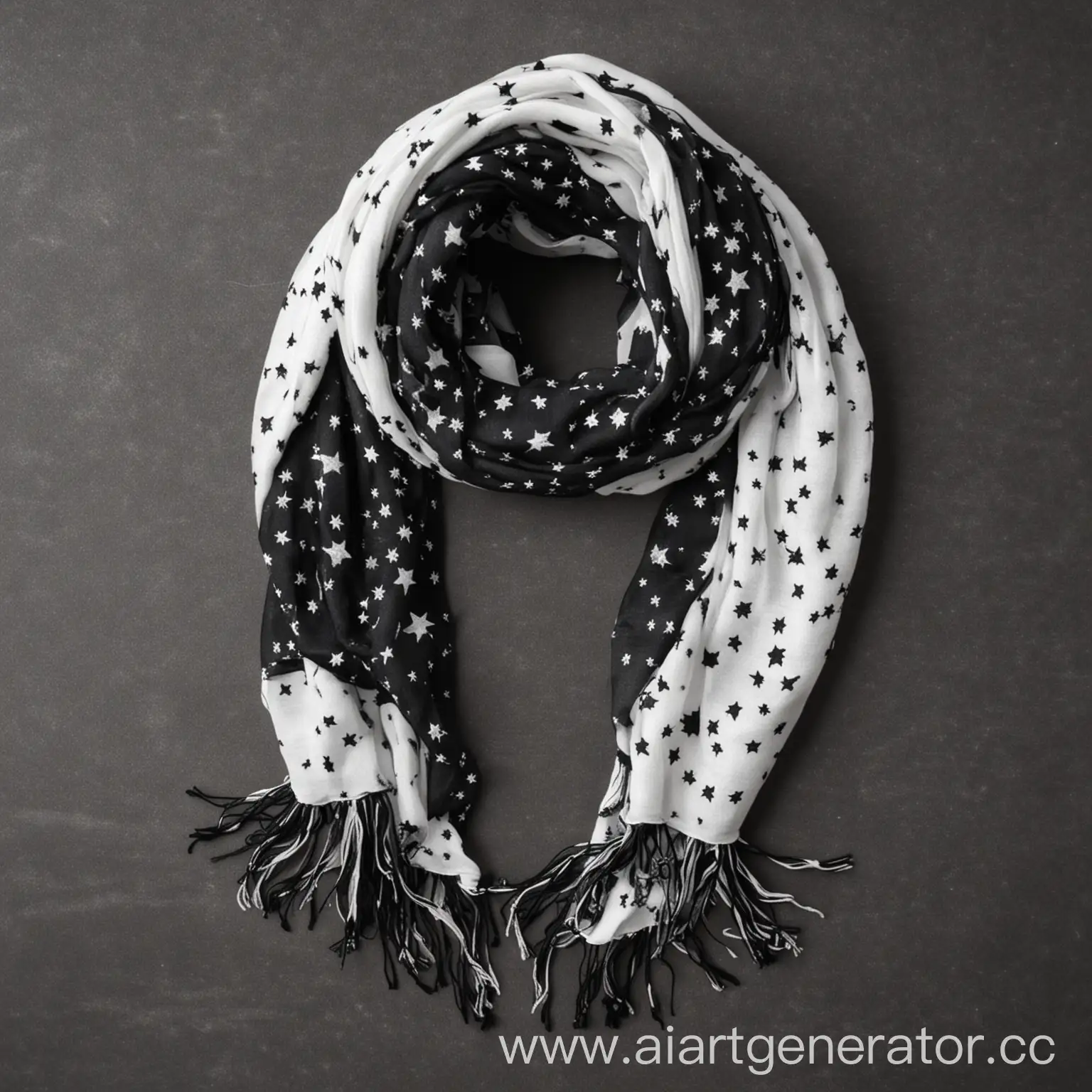 Monochrome-Scarf-with-Stellar-Motifs