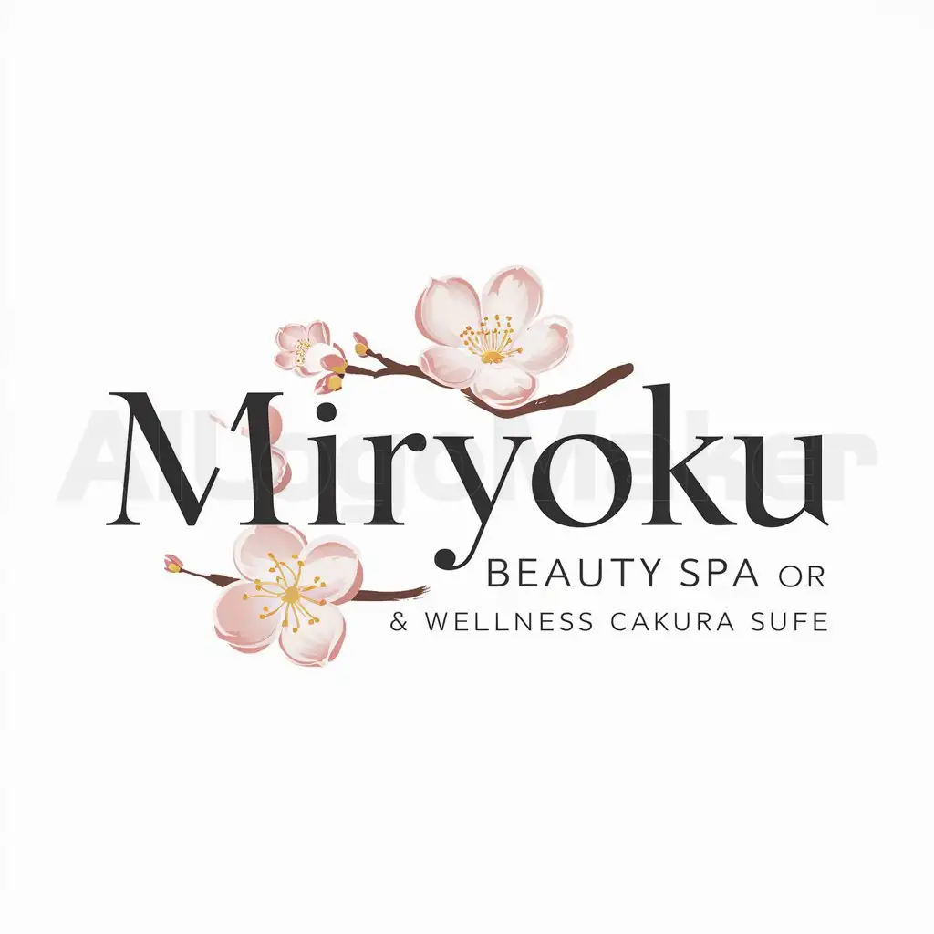 a logo design,with the text "Miryoku", main symbol:spring flowernjapan style,Moderate,be used in Beauty Spa industry,clear background