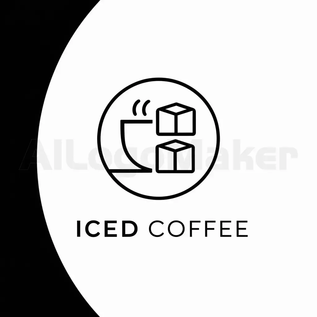 a logo design,with the text "Iced Coffee", main symbol:Make a logo for Iced Coffee that contains coffee cup and ice cubes in a circle,Minimalistic,clear background
