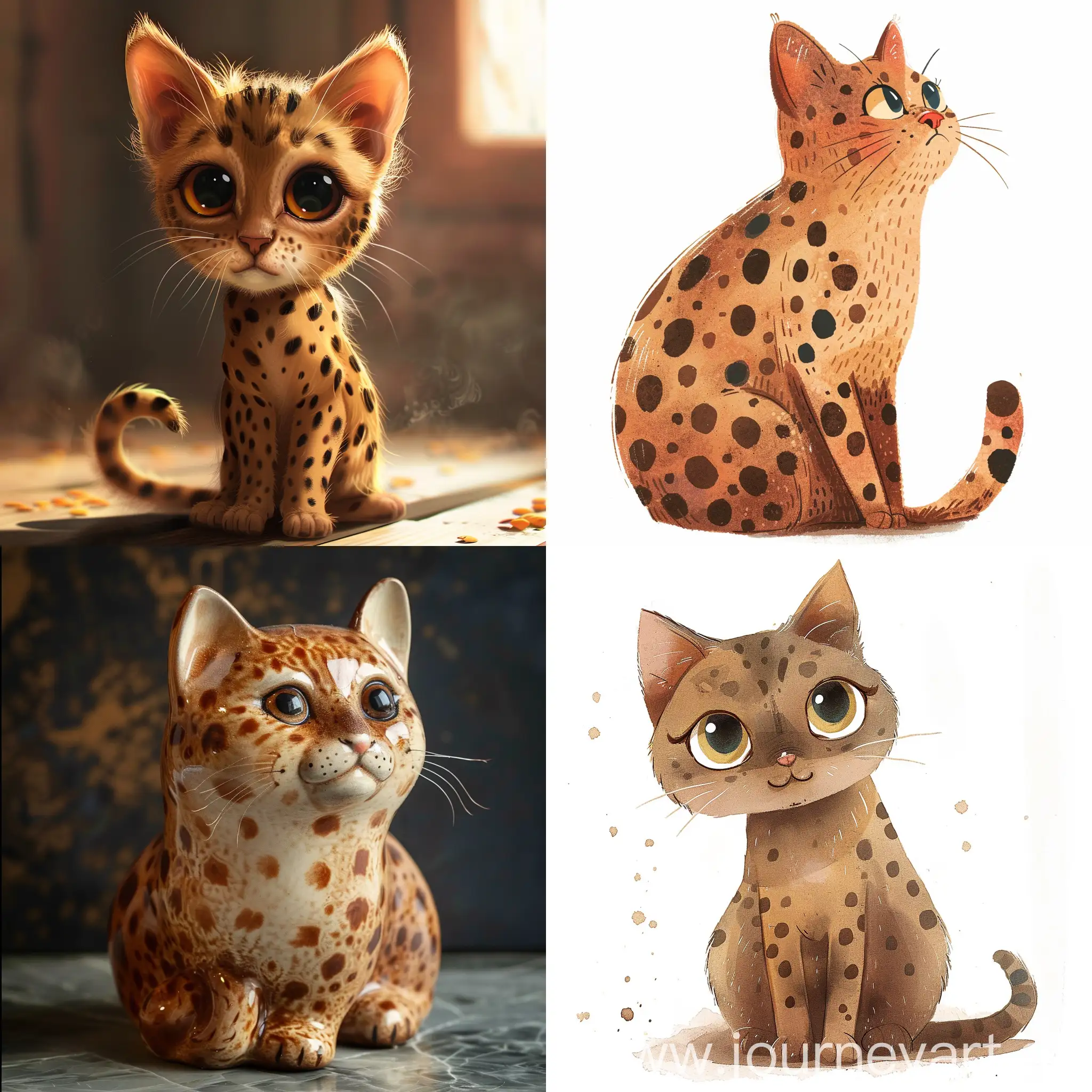 Adorable-Anthropomorphic-French-Cat-with-Brown-Spots