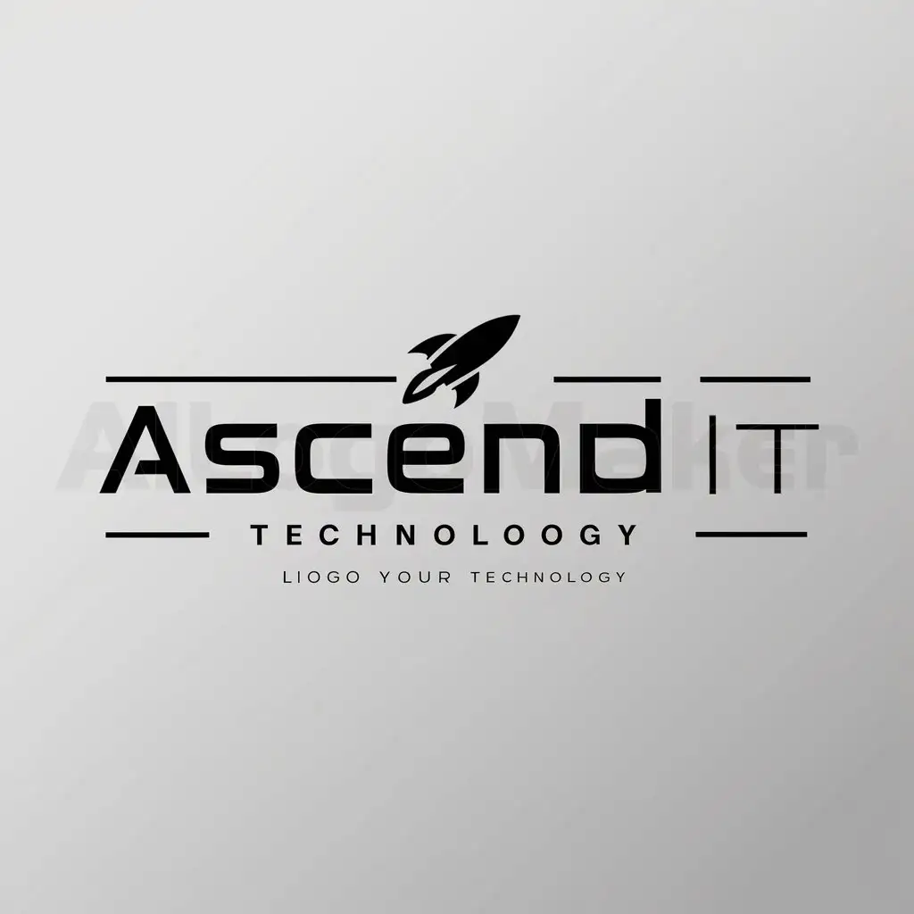 a logo design,with the text "ascend IT", main symbol:raqueta vzletaet,Minimalistic,be used in Technology industry,clear background