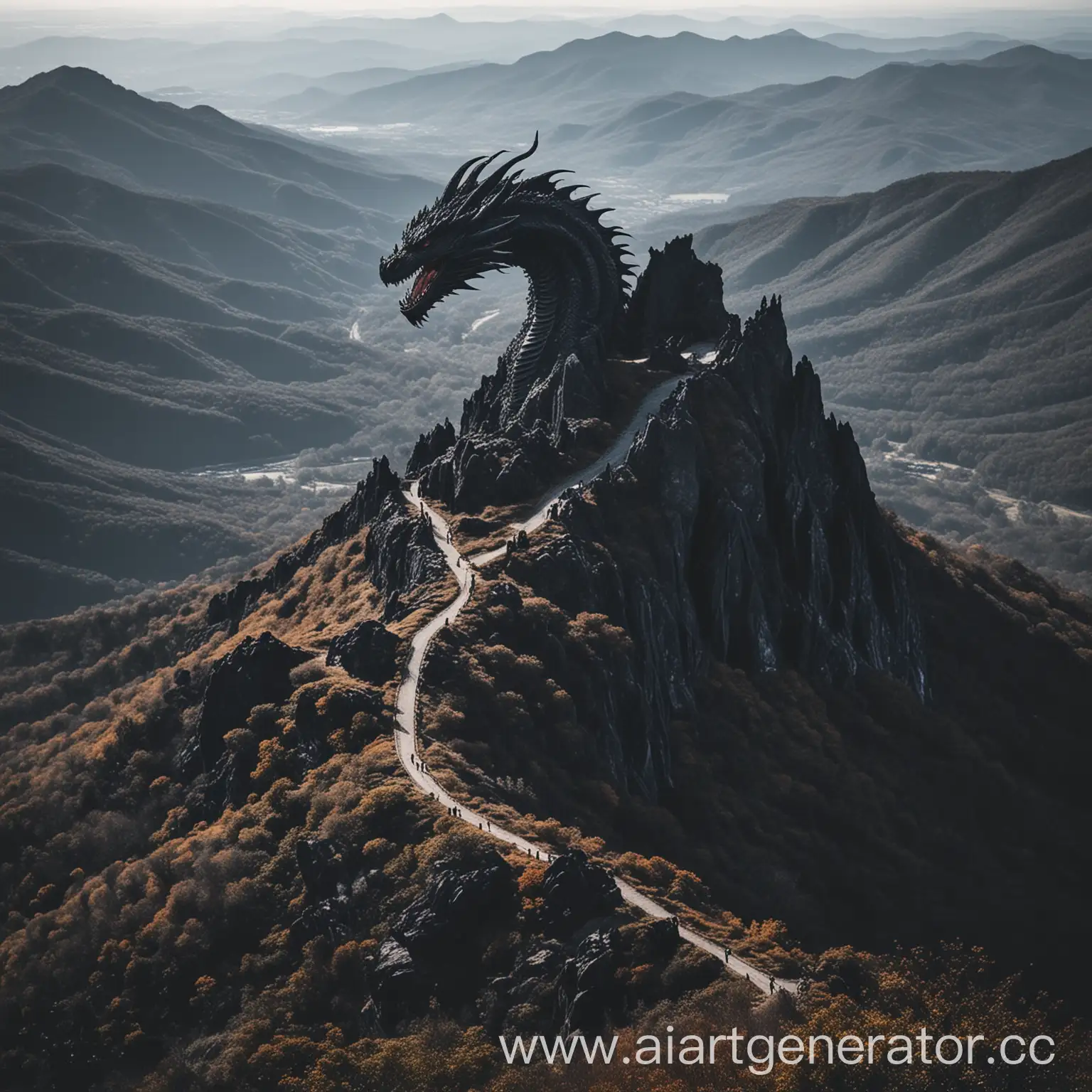 Черная гора в форме дракона 