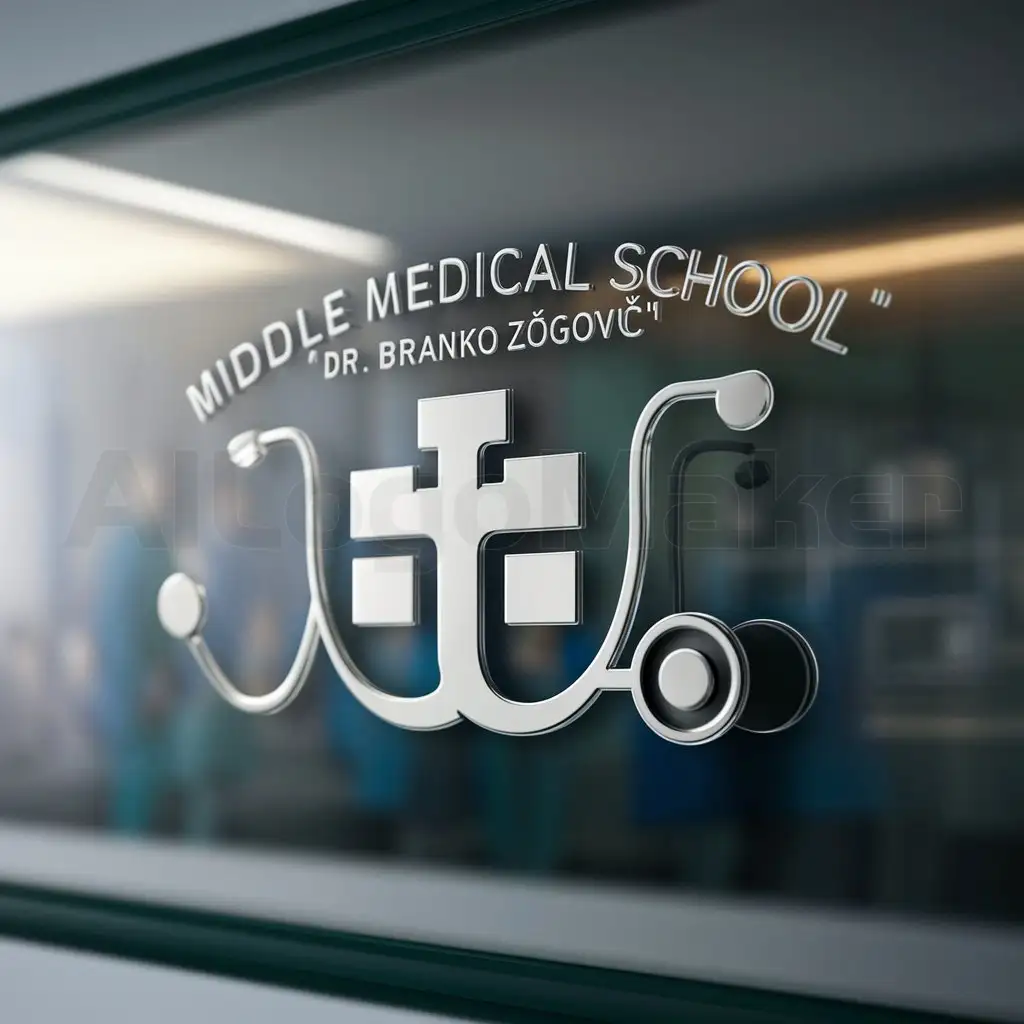 a logo design,with the text "Middle medical school 'Dr Branko Zogović'", main symbol:Doctor, Hospital,Moderate,clear background