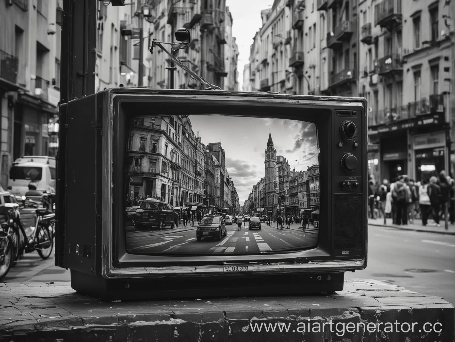 Cityscape-with-Televisor-at-Sunset