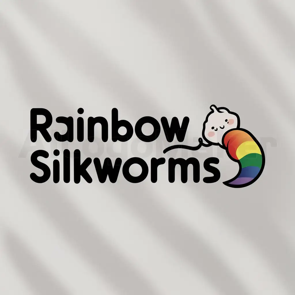 a logo design,with the text "RAINBOW SILKWORMS", main symbol:rainbow/silkworm baby,Moderate,be used in Others industry,clear background
