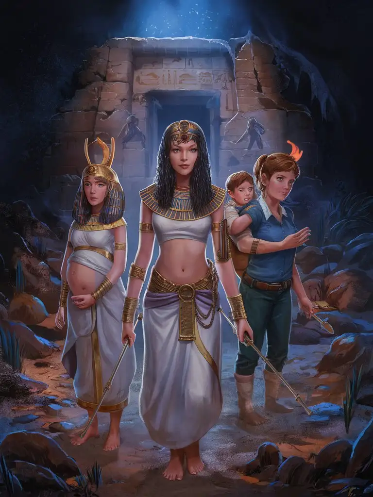 Fantasy World Ancient Egyptian Tomb Explorers and Time Travelers