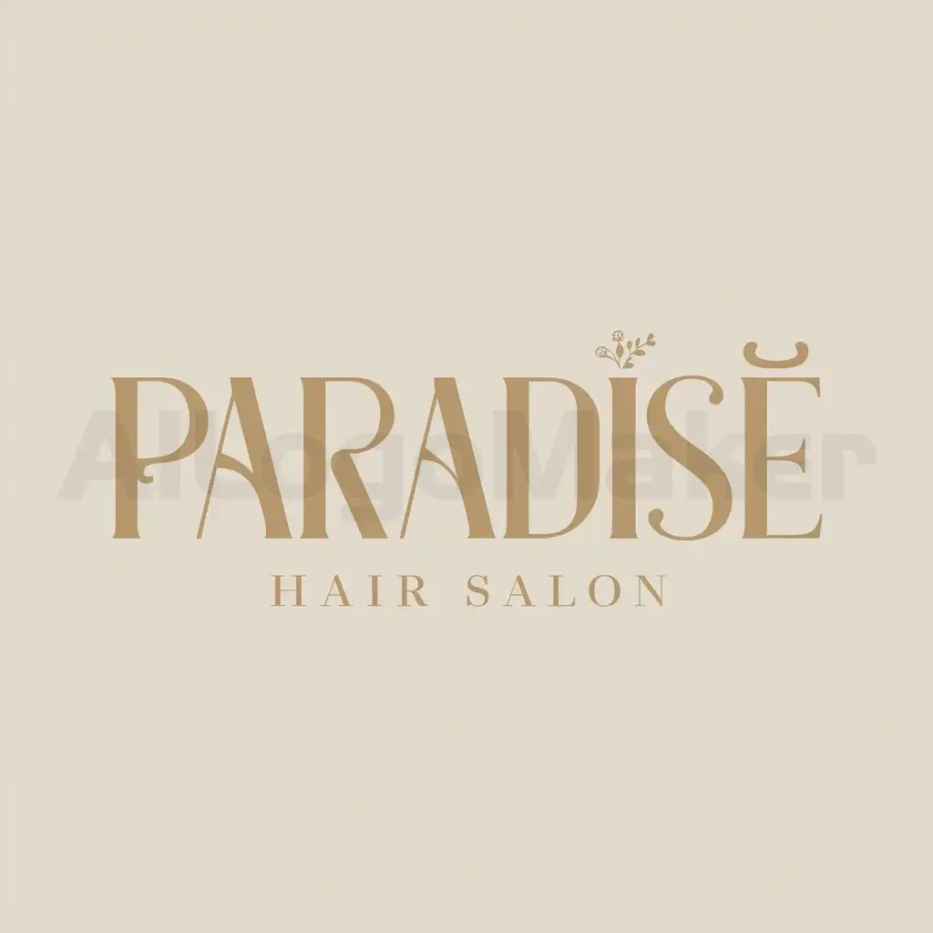 a logo design,with the text "Paradis`e", main symbol:logo for hair salon Paradis'e in beige shades on a white background, unusual font,Moderate,be used in Beauty Spa industry,clear background
