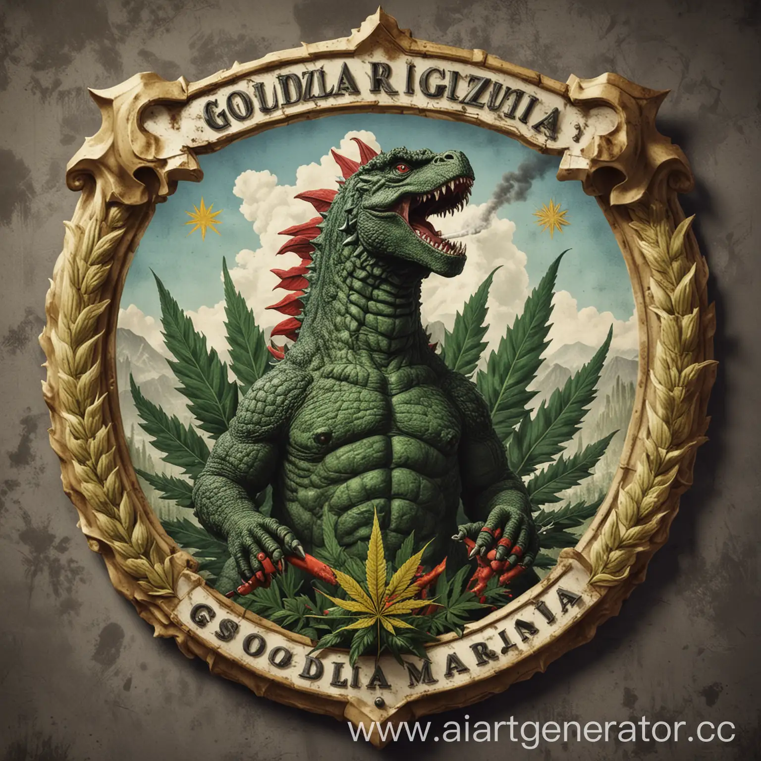 Country-Coat-of-Arms-Godzilla-Smoking-Marijuana
