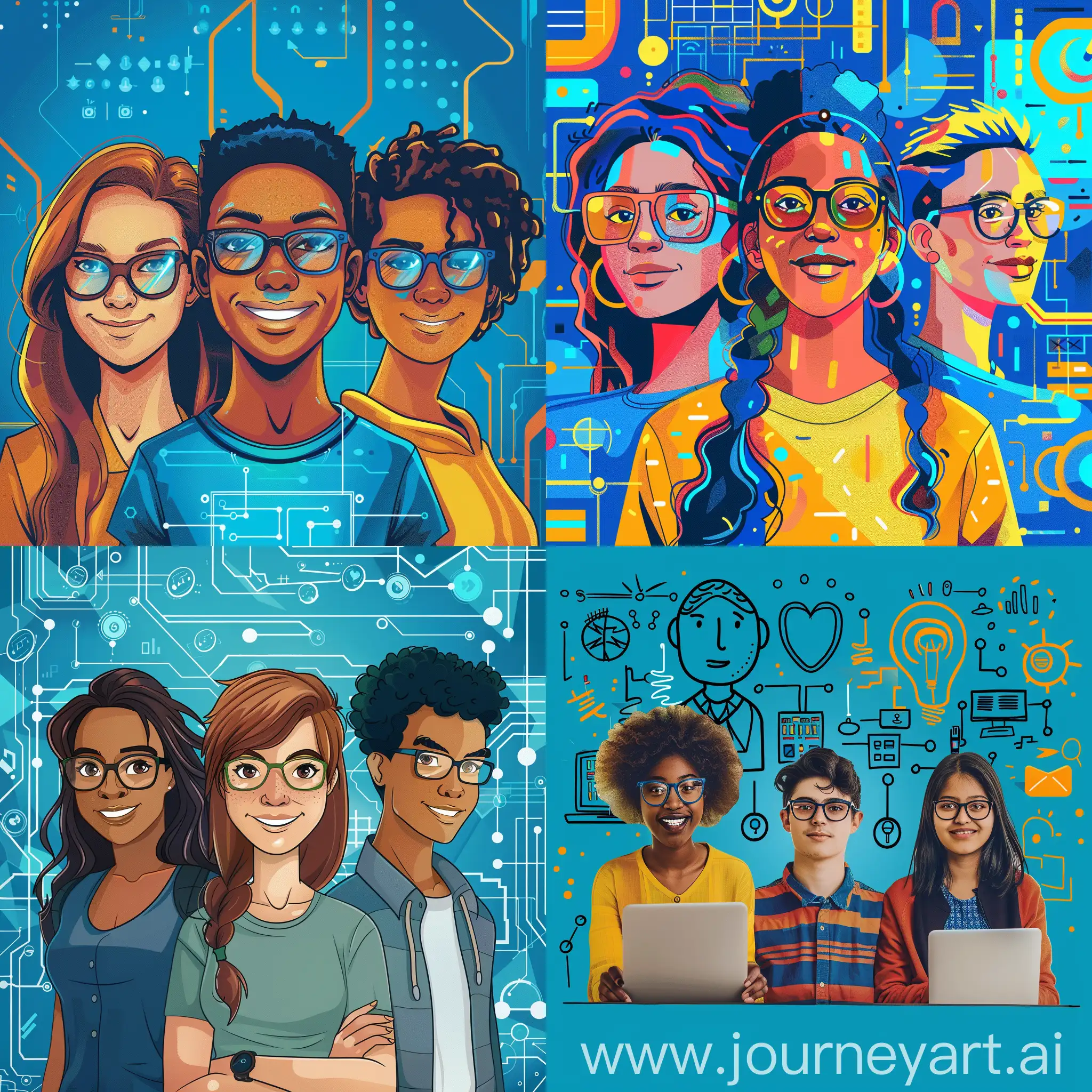 Confident-Biracial-Students-in-Tech-Lab-with-AI-Graphics-Elements