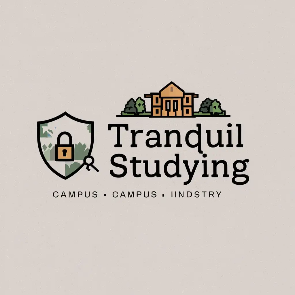 a logo design,with the text "Tranquil studying", main symbol:campus safety,Moderate,be used in Education industry,clear background