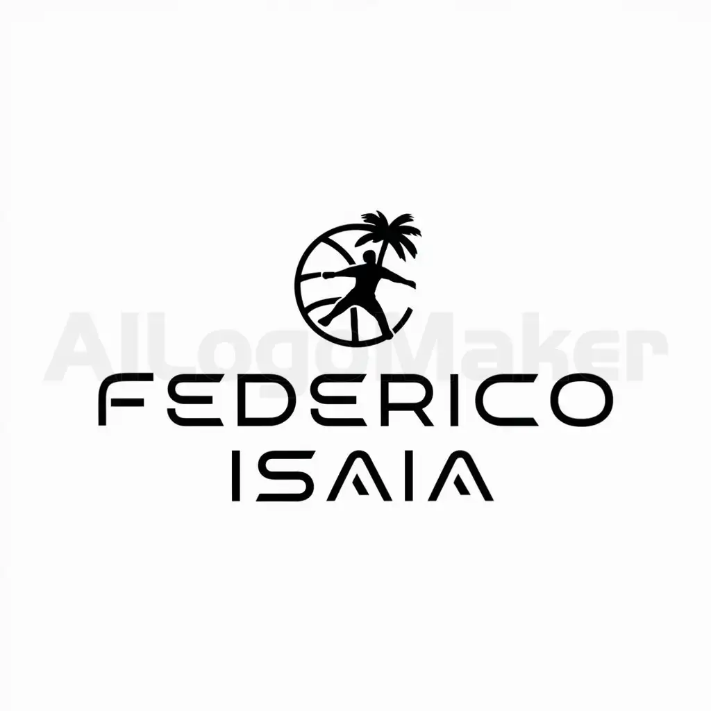 a logo design,with the text "federico isaia", main symbol:firm of ball palm player,Minimalistic,be used in Sports Fitness industry,clear background