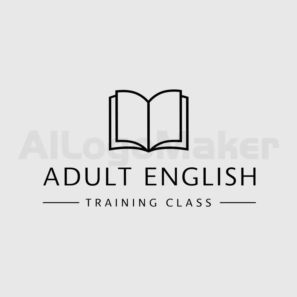 a logo design,with the text "adult English training class", main symbol:book,Minimalistic,be used in Education industry,clear background