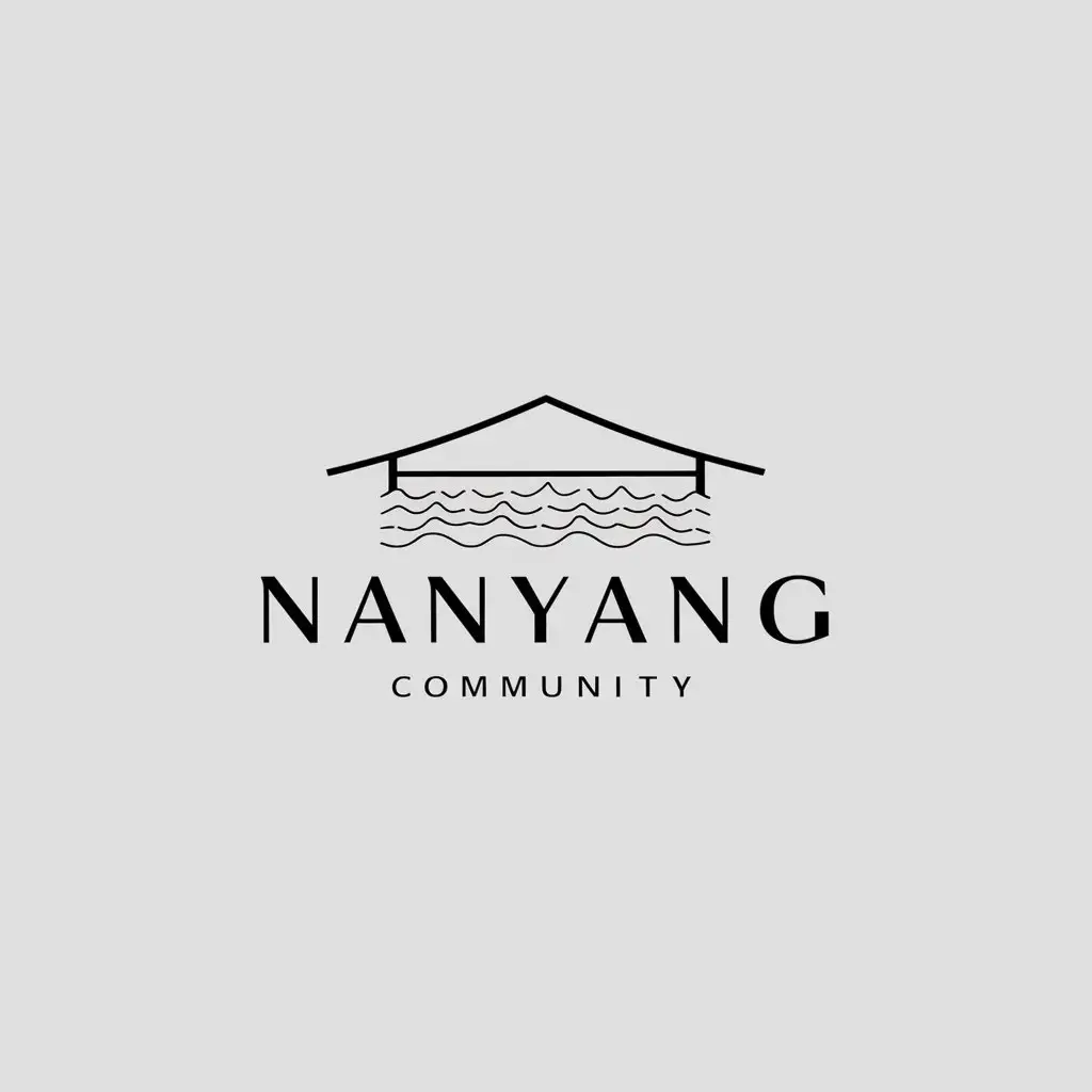 a logo design,with the text "Nanyang community", main symbol:slope roof line, water pattern below,Minimalistic,clear background