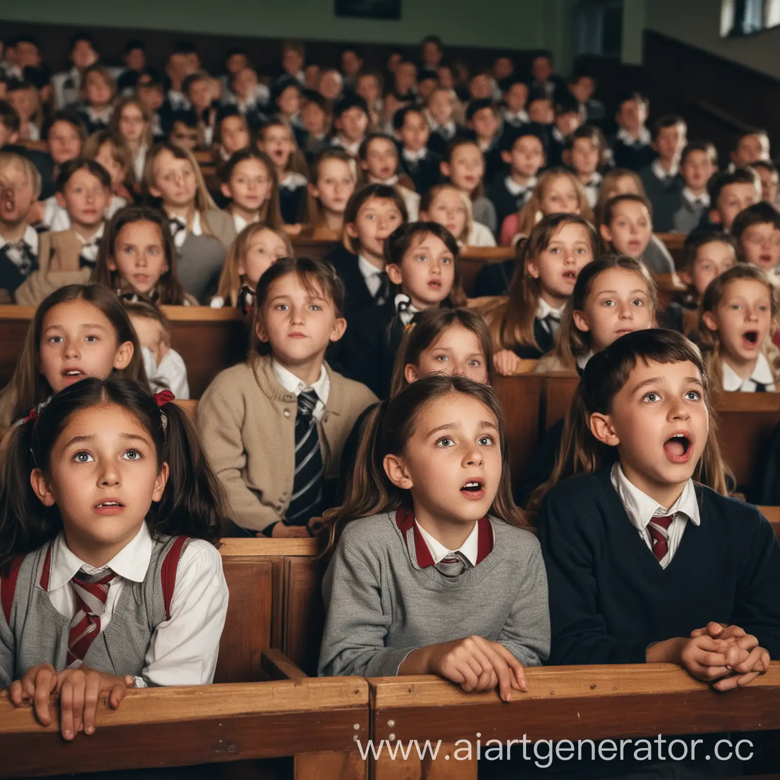 Excited-Schoolchildren-Enjoying-Movie-Time-Together