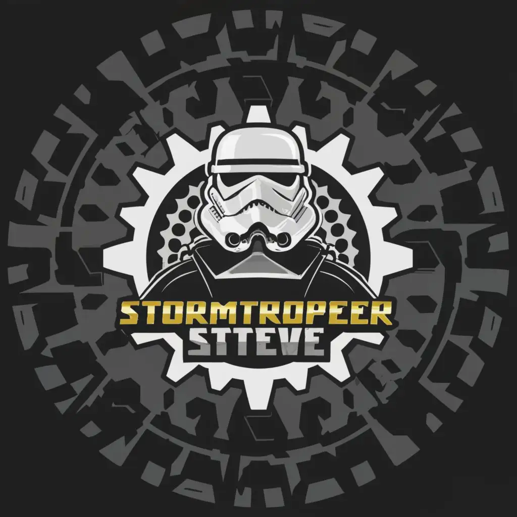 LOGO-Design-For-Stormtrooper-Steve-Galactic-Imperial-Cog-Emblem-on-Clear-Background