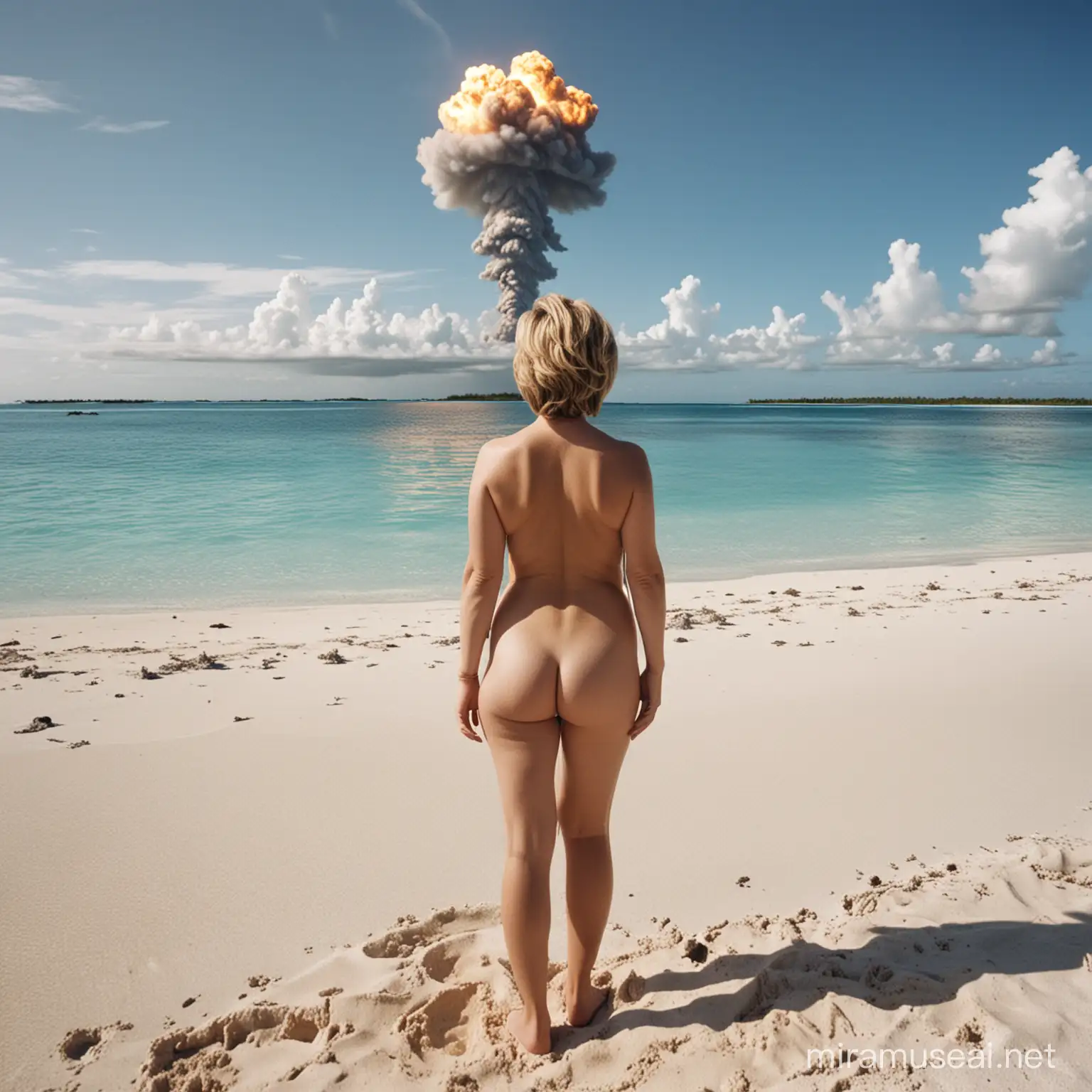 Hillary Clinton Sunbathing Nude on Bikini Atoll Amid Nuclear Explosion