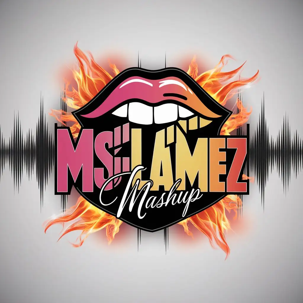 LOGO-Design-For-MsFlamez-Mashup-Sexy-Lip-Bite-with-Soundwaves-and-Flames