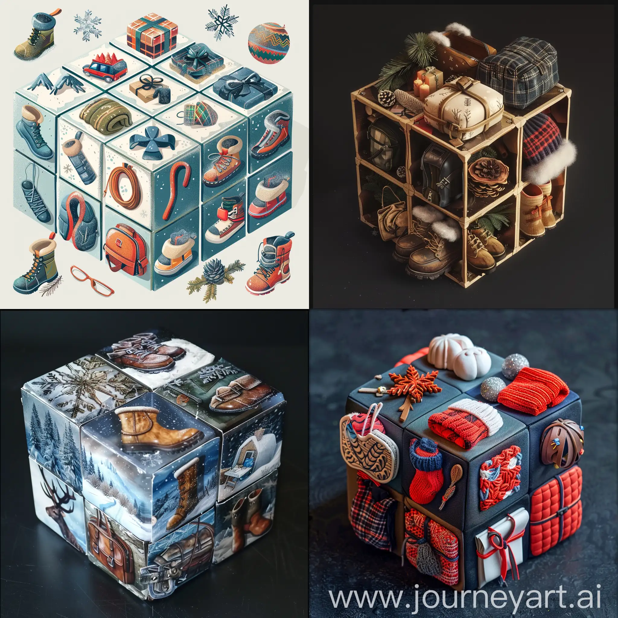 the cube consist of the different winter items