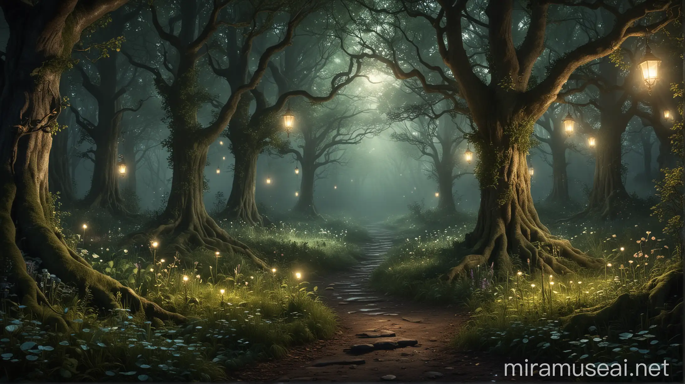 enchanted magical nocturnal glade