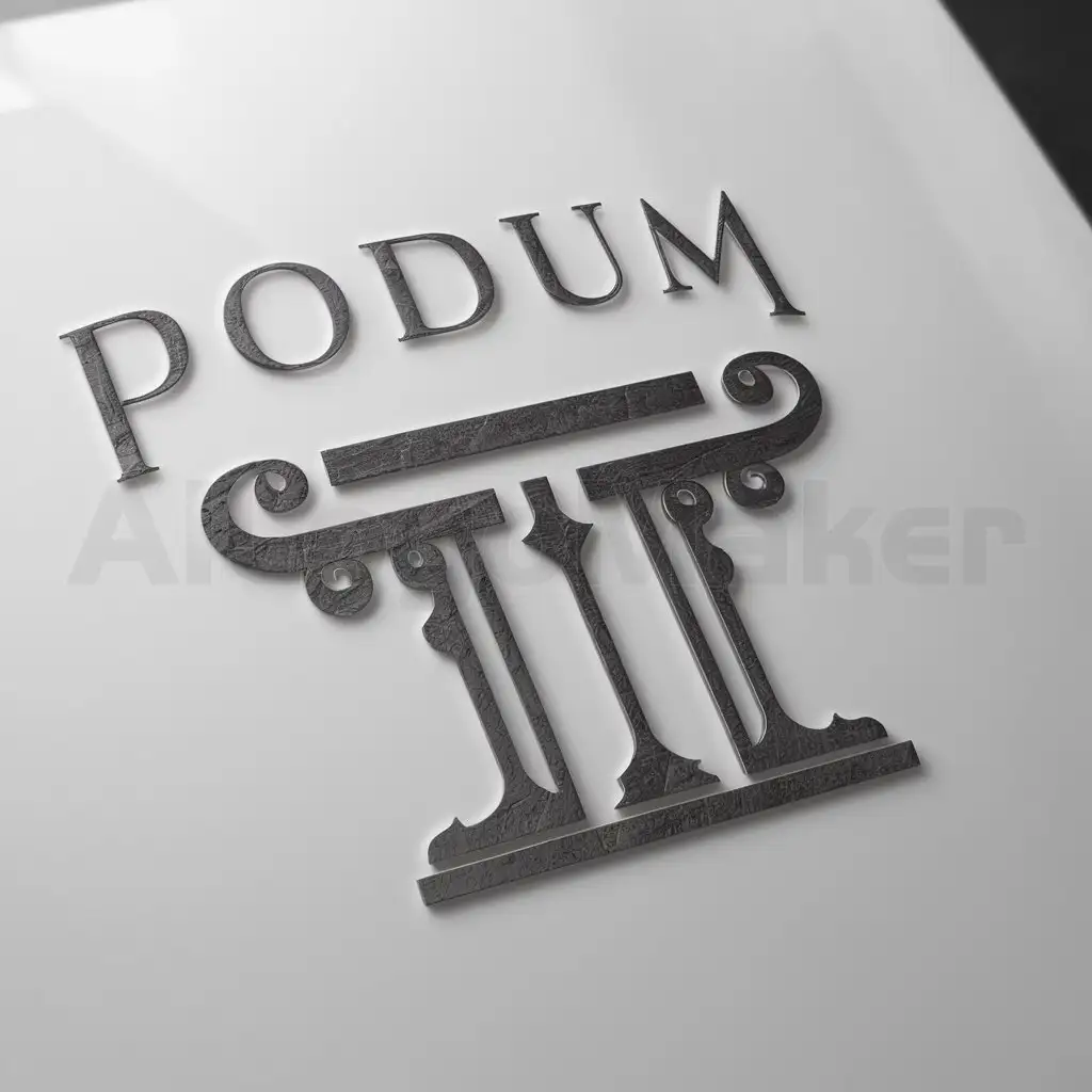 a logo design,with the text "Podium", main symbol:something that makes the logo elegant,complex,be used in ropa industry,clear background