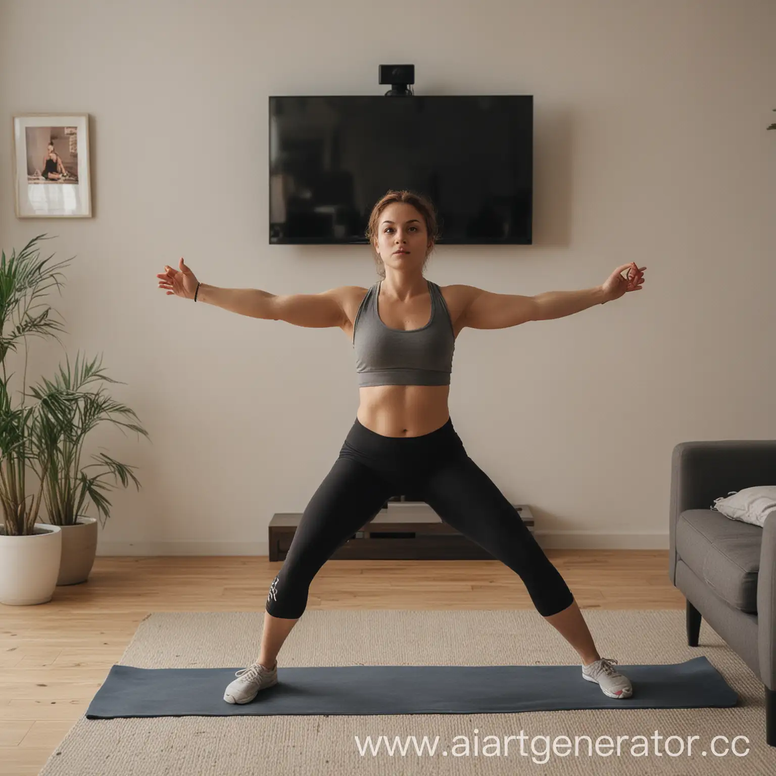 Home-Workout-Exercising-in-Front-of-the-Television