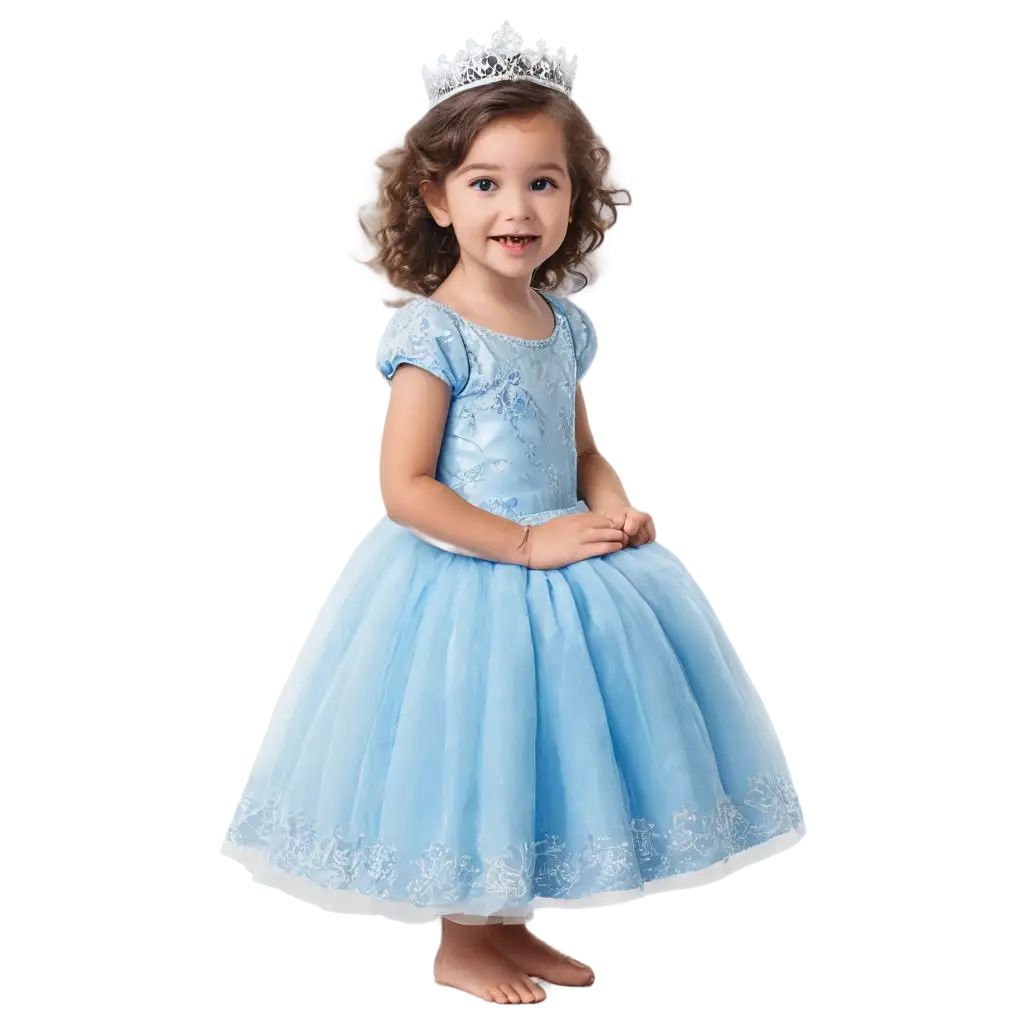 a baby snow-princess with a blue dress