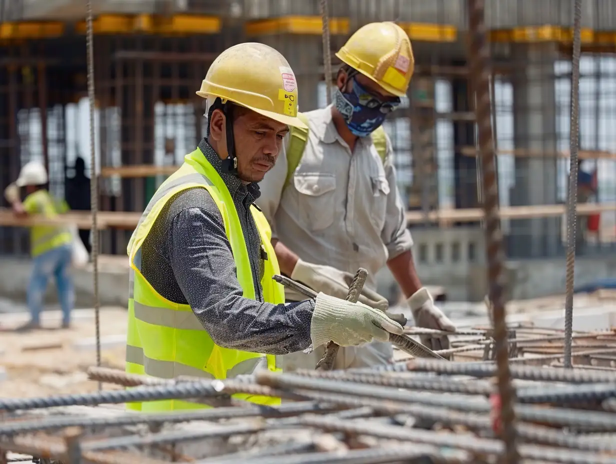 Chinese-and-Cambodian-Construction-Workers-in-Hot-Weather