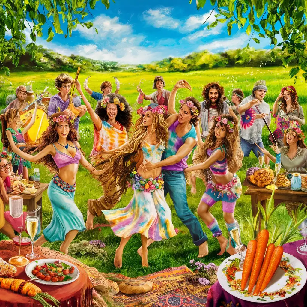Joyful-Hippie-Celebration-with-Champagne-and-CarrotDecorated-Tachi