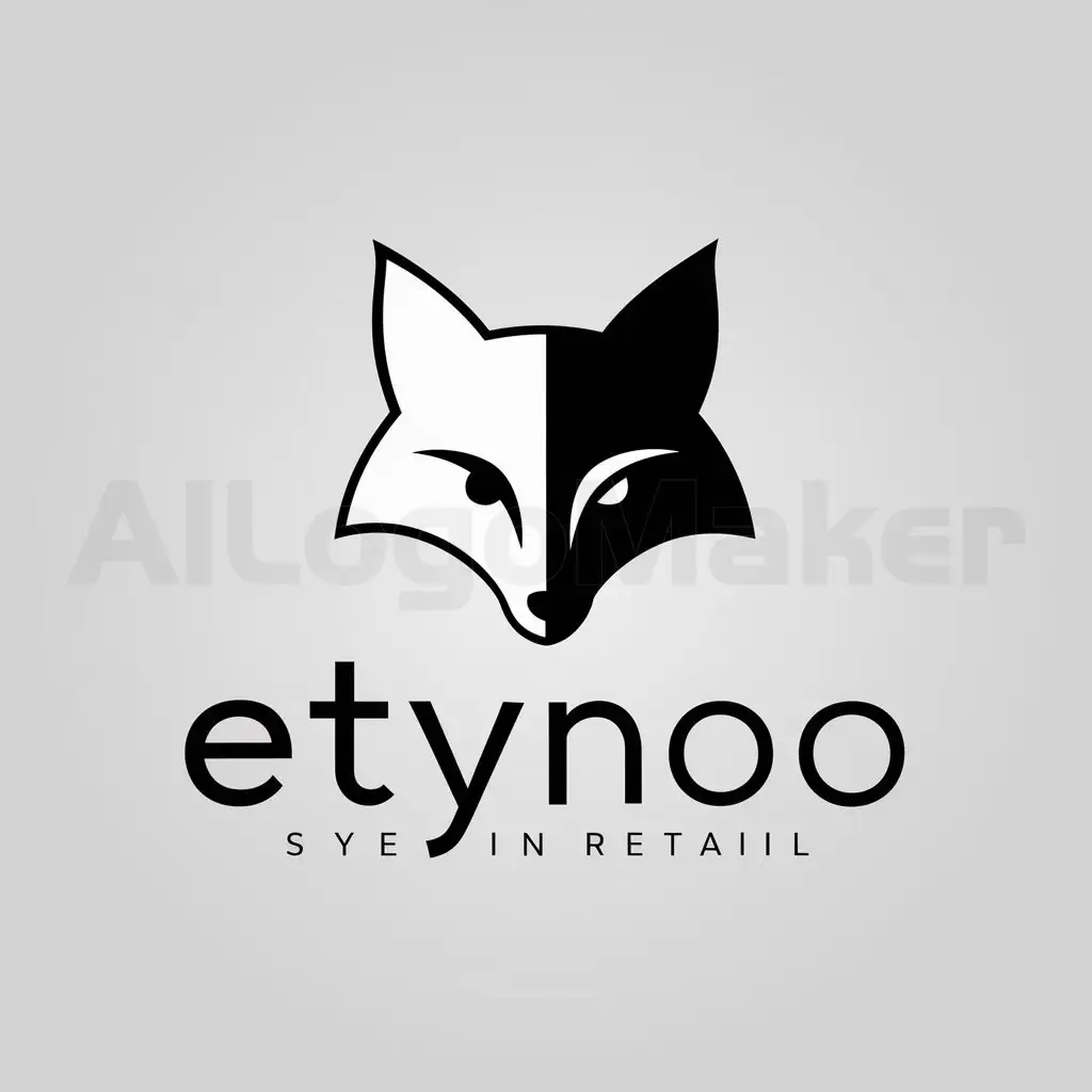 a logo design,with the text "Etynoo", main symbol:fox face whaite and black,Moderate,be used in Retail
 industry,clear background