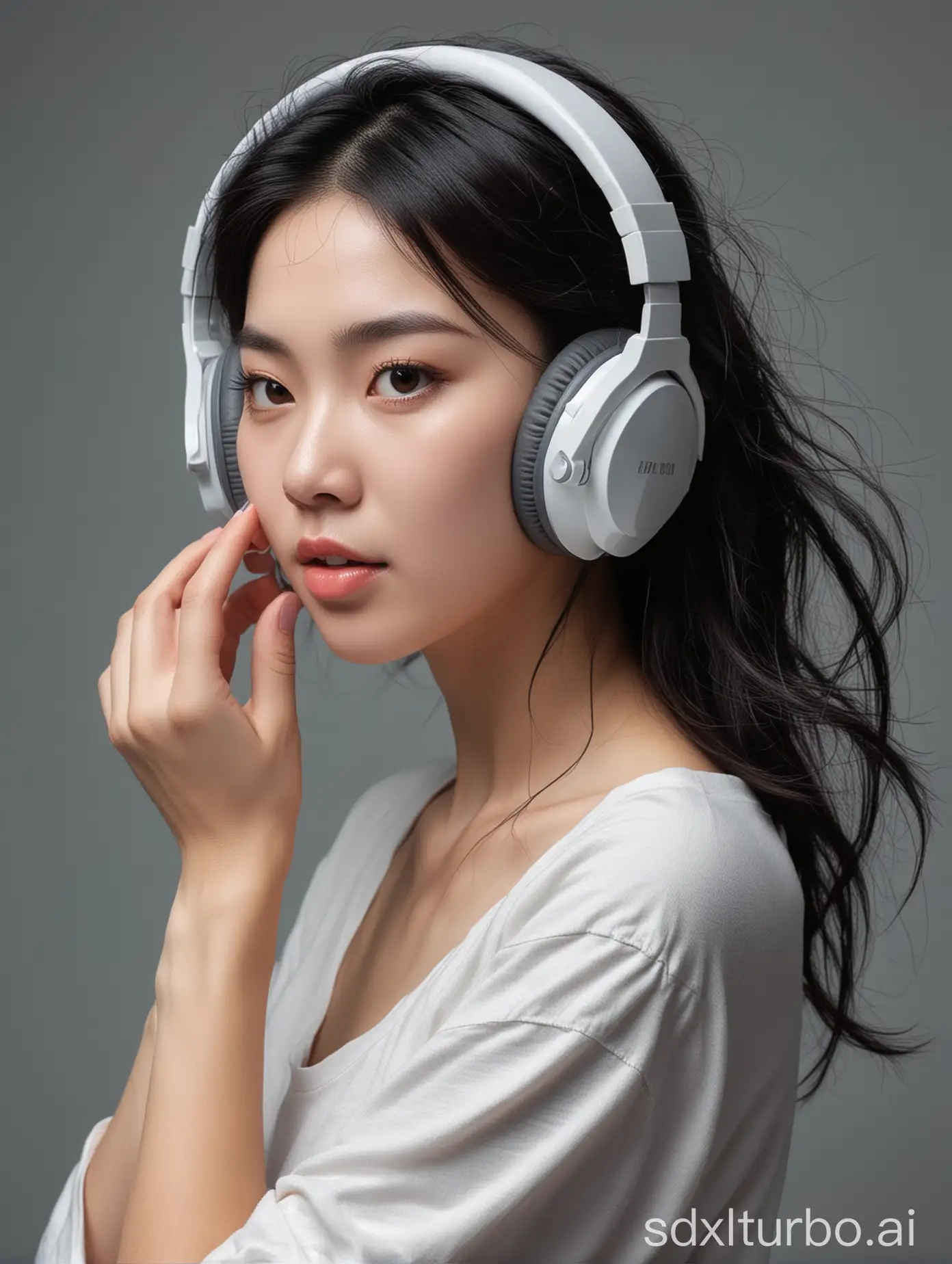 Stylish-Woman-Listening-to-Music-with-Headphones
