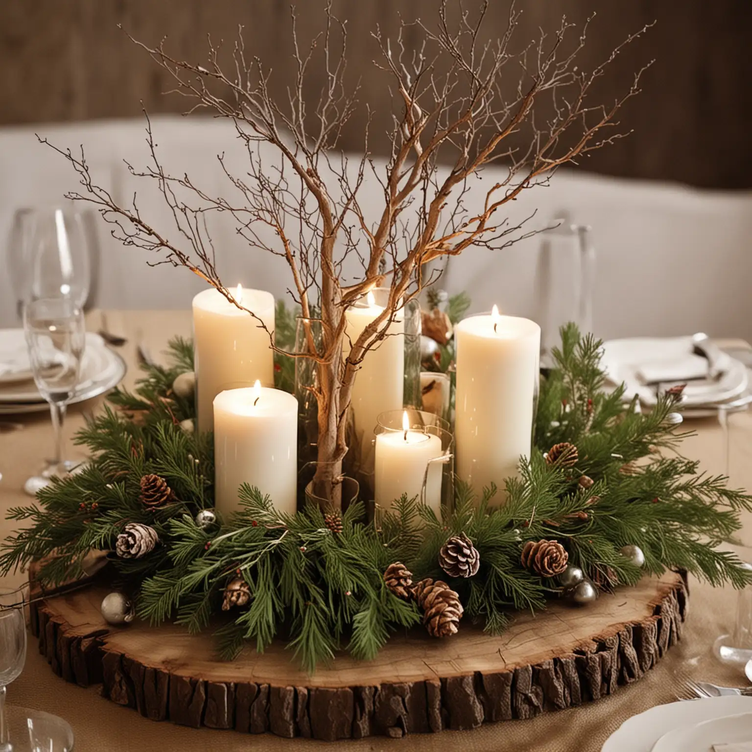 Rustic-Winter-Wedding-Centerpiece-with-Natural-Branches