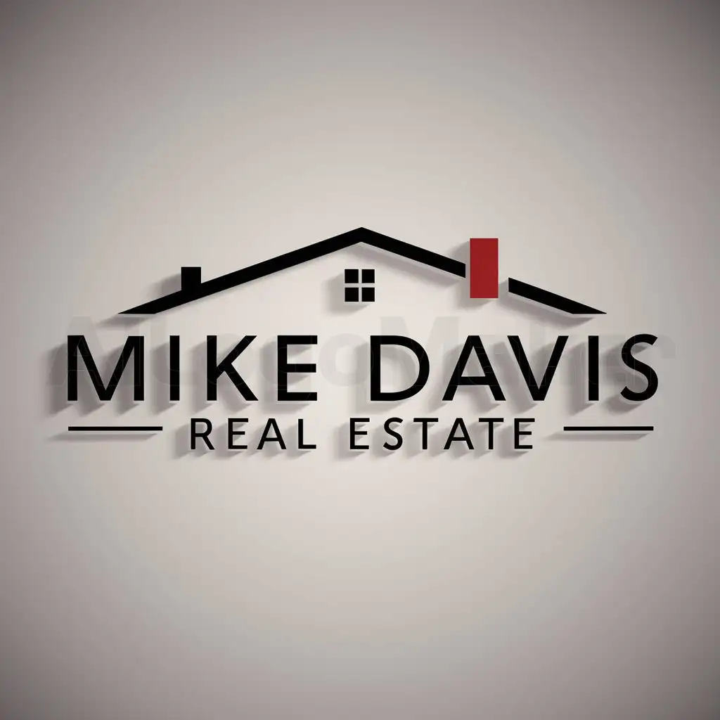 LOGO-Design-For-Mike-Davis-Real-Estate-Clear-and-Crisp-House-Emblem-with-Striking-Red-Chimney