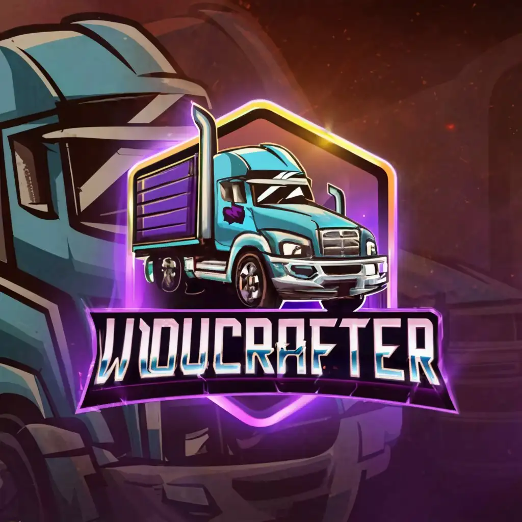 a logo design,with the text "Woucrafter", main symbol:Create a Twitch logo with the following description: Twitch name is Woucrafter, frequently played games are Euro Truck Simulator and American Truck Simulator.,Moderate,be used in twitch industry,clear background