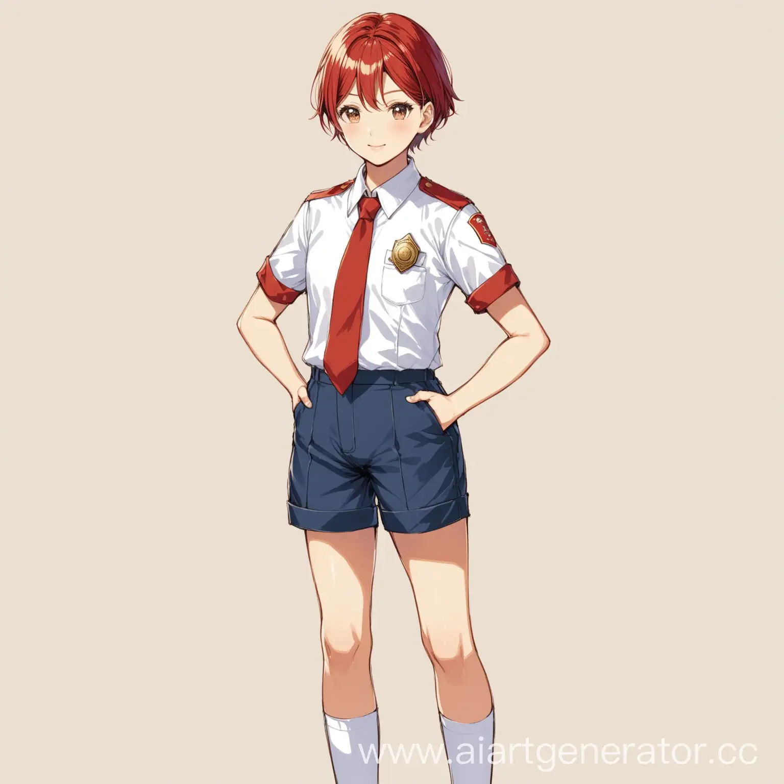 Pioneer-in-Summer-Uniform-with-Shorts-Shirt-Red-Tie-and-Badges