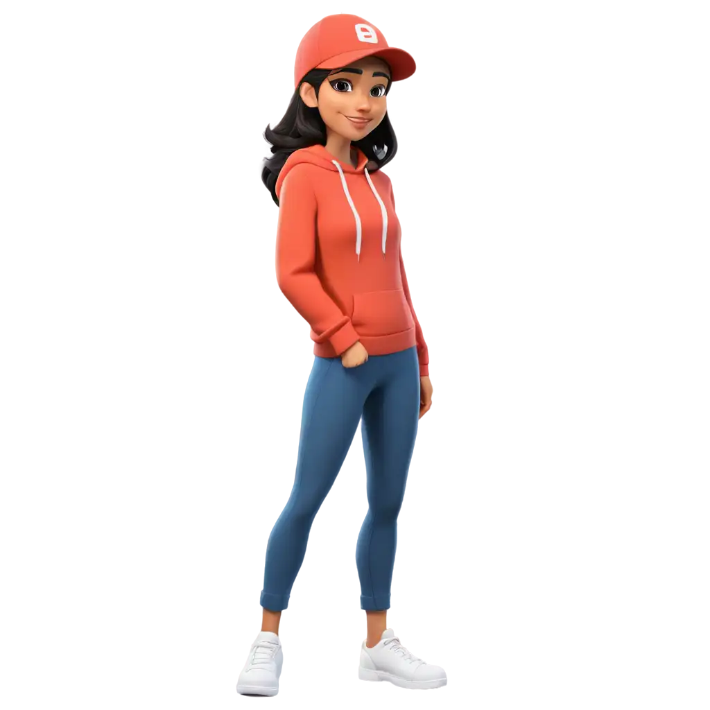 cartoon female character with a face bandana, backwards baseball cap and wearing a hoodie sweater