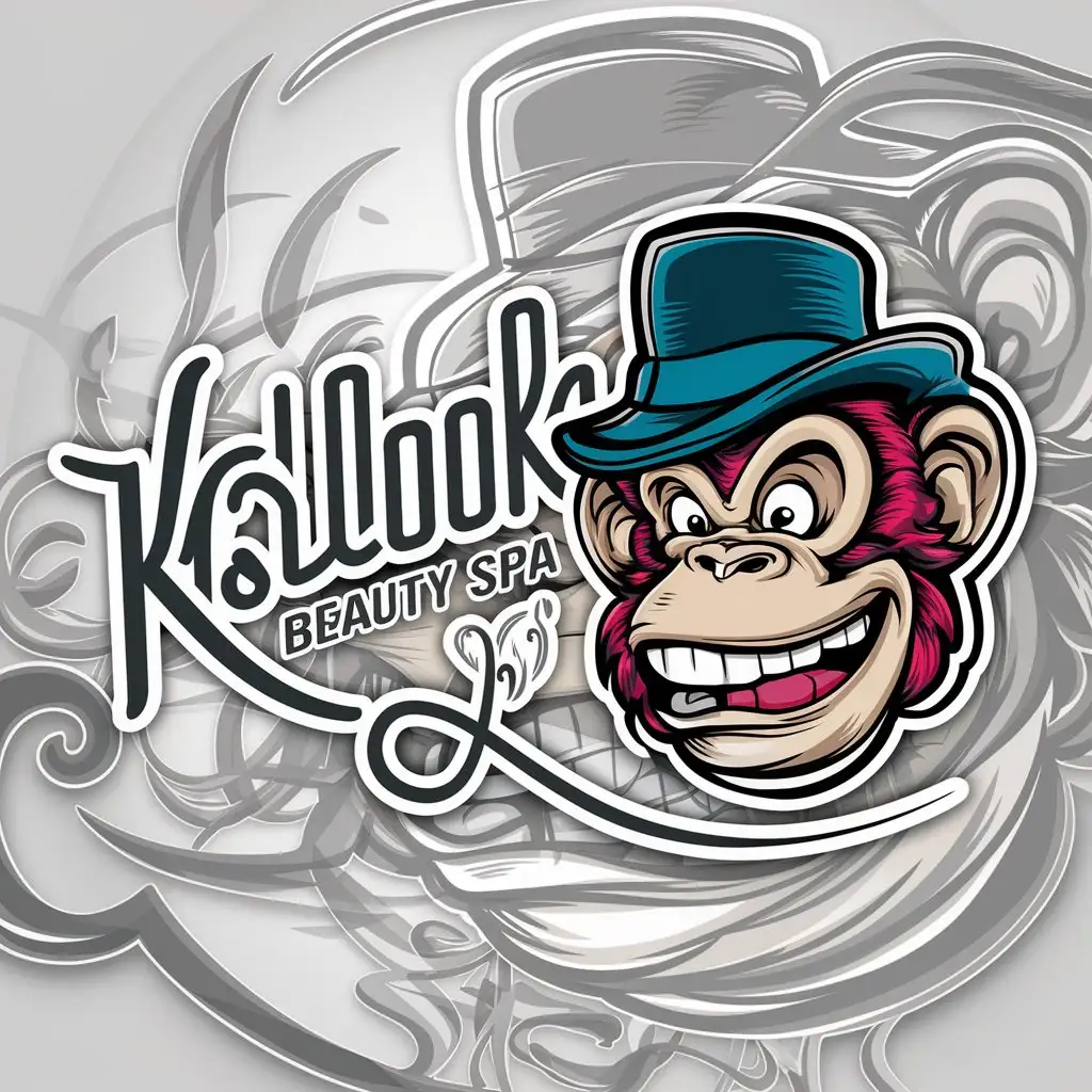 a logo design,with the text "kolobok", main symbol:monkey,colorful cartoon,detailed,vector,complex,be used in Beauty Spa industry,clear background
