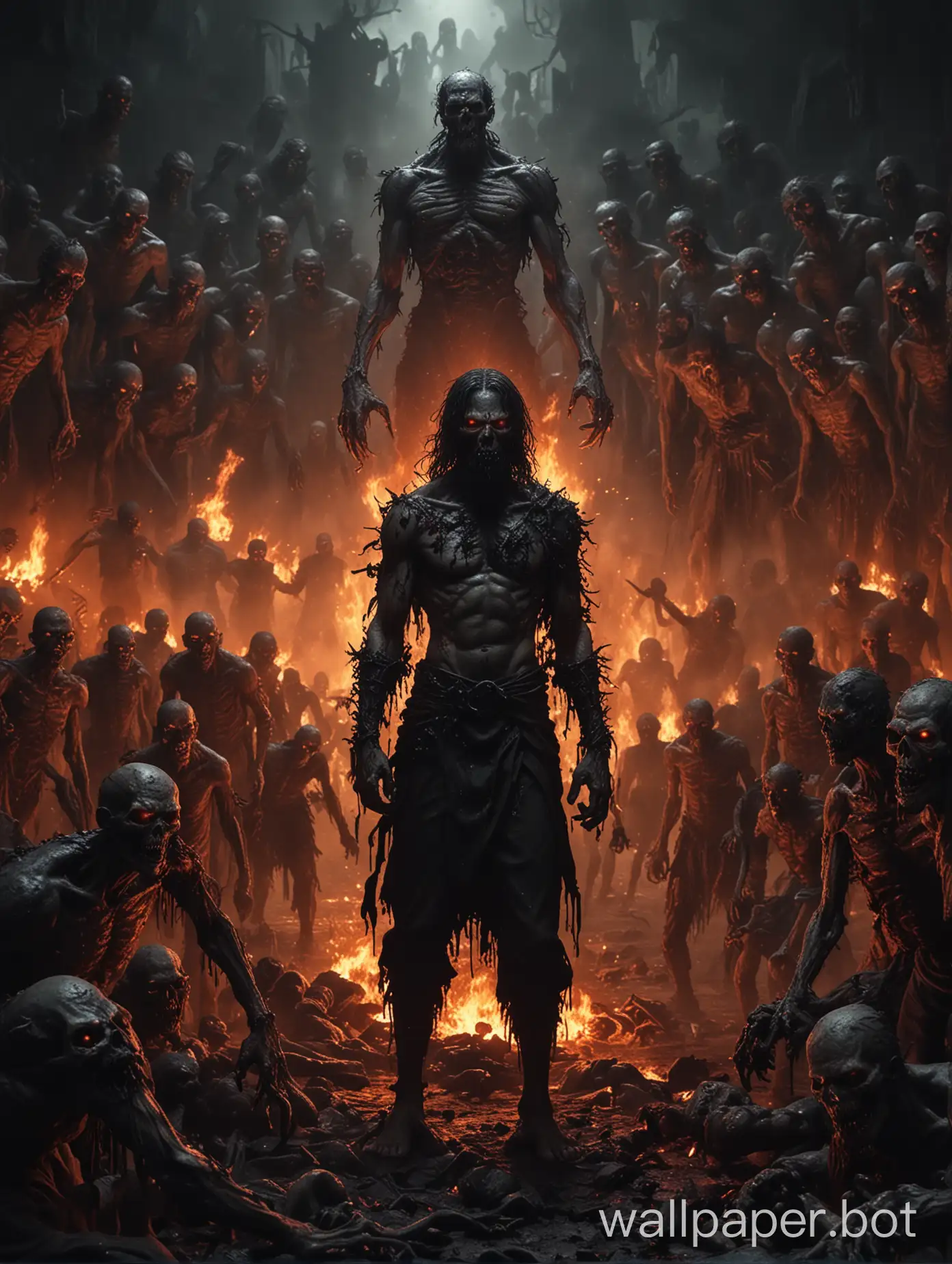 Hyperrealistic-Dark-Fantasy-Art-Standing-in-Hell-Among-Zombies-and-Ominous-Figures