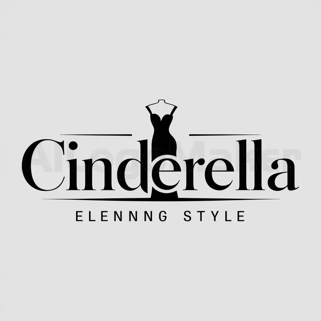 a logo design,with the text "Cinderella ", main symbol:evening gown,Moderate,be used in clothing industry,clear background